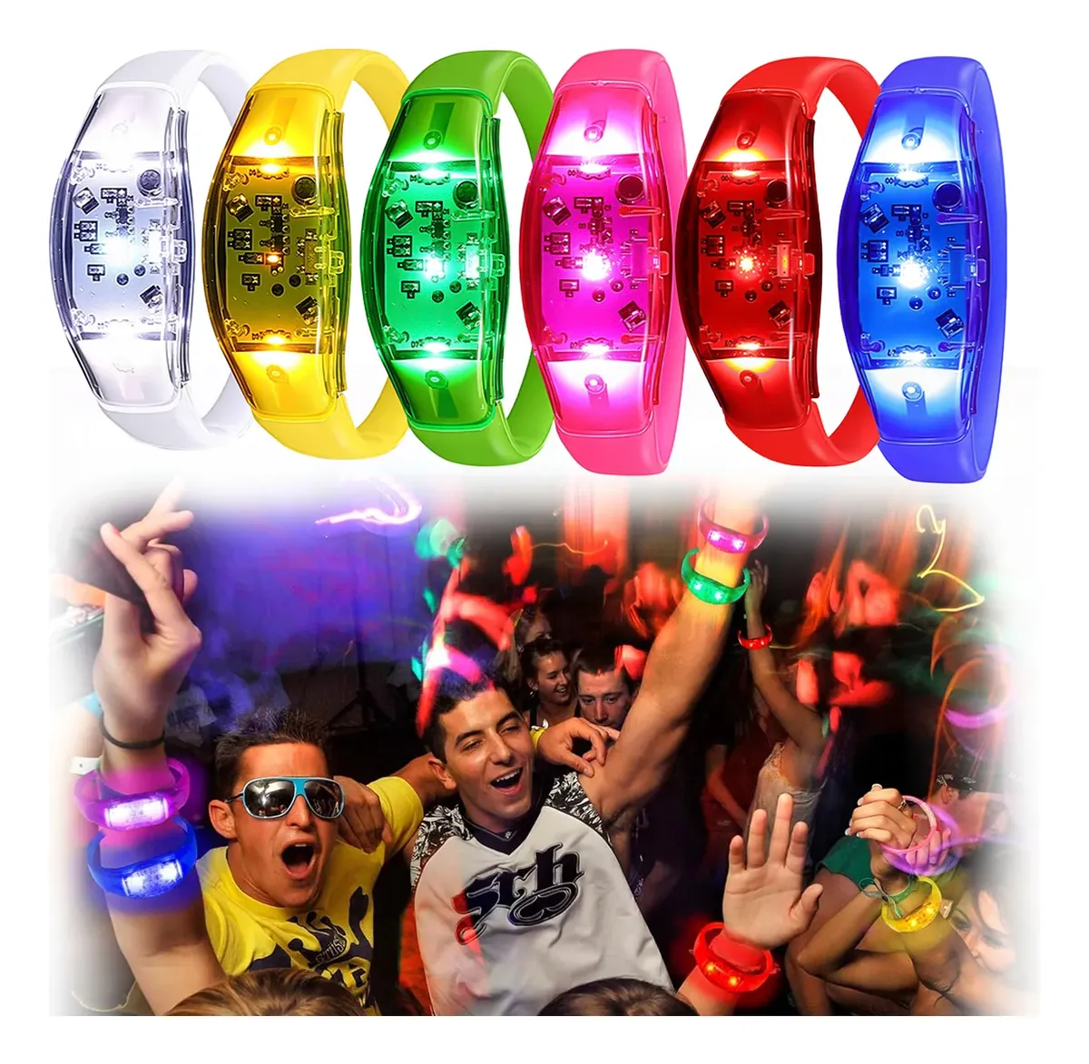 6PCS LED Bracelets Sound Activ - đánh giá và giá Audio Music Dj