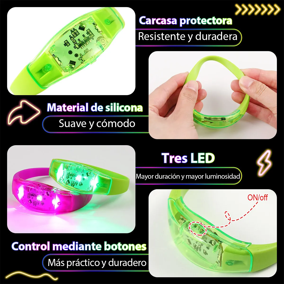 6PCS LED Bracelets Sound Activ - đánh giá và giá Audio Music Dj